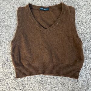 Brandy Melville Brown V-Neck Sweater Vest